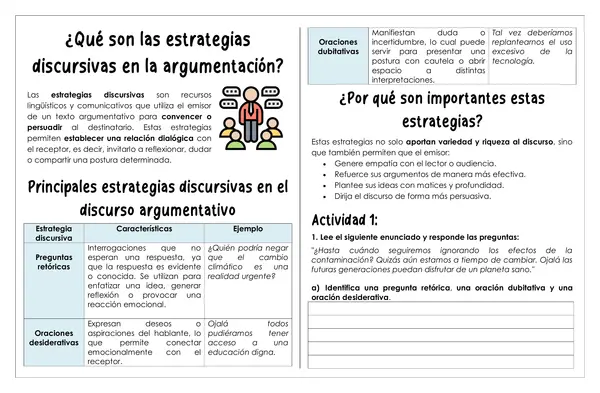 Guía de trabajo - Estrategias discursivas argumentativas
