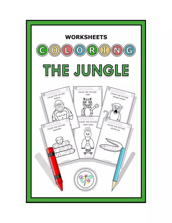 Worksheets Coloring Jungle Animals Craft Decorate