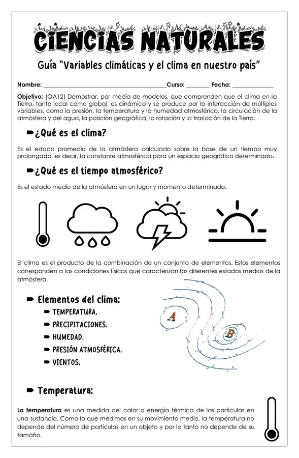 Guía - Variables climáticas y climas de Chile