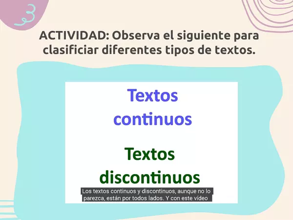 PPT sobre características de textos discontinuos