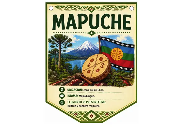 Banderines de pueblos indígenas Chilenos - Material imprimible 