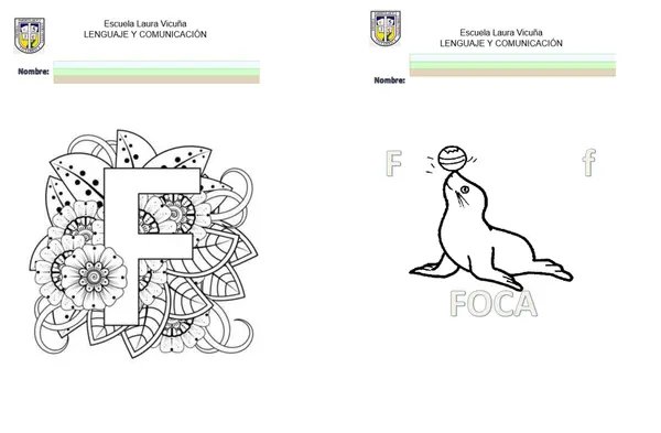 guía método Matte lección sofa, guia letra f