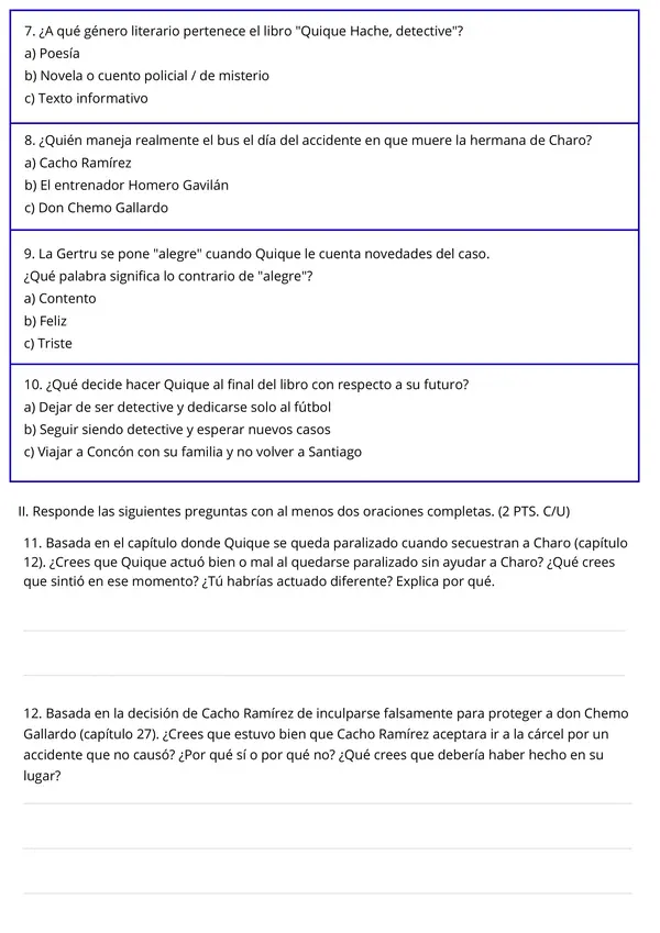 Prueba "Quique Hache, detective"