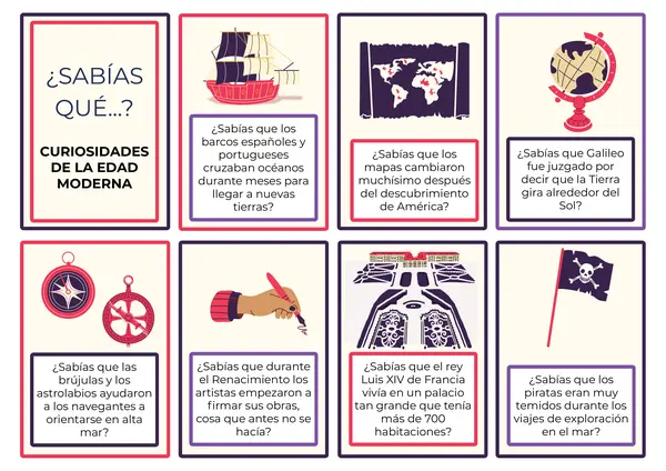 Tarjetas Curiosidades de la Edad Moderna