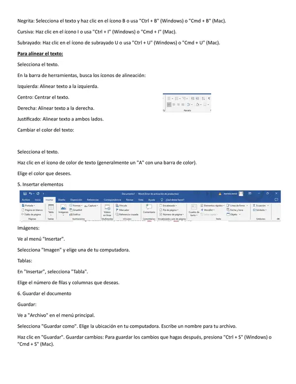 uso de editor de texto "word"