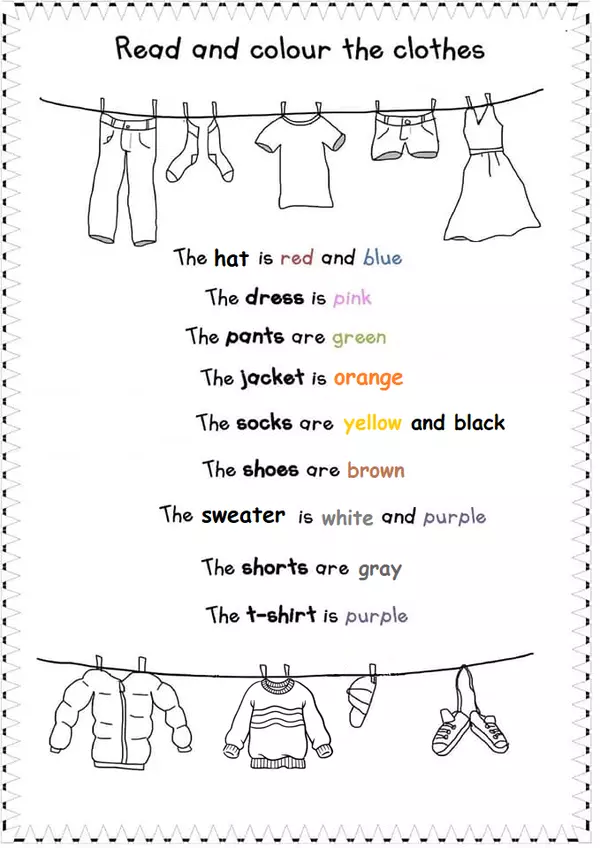 Clothes and colours vocabulary