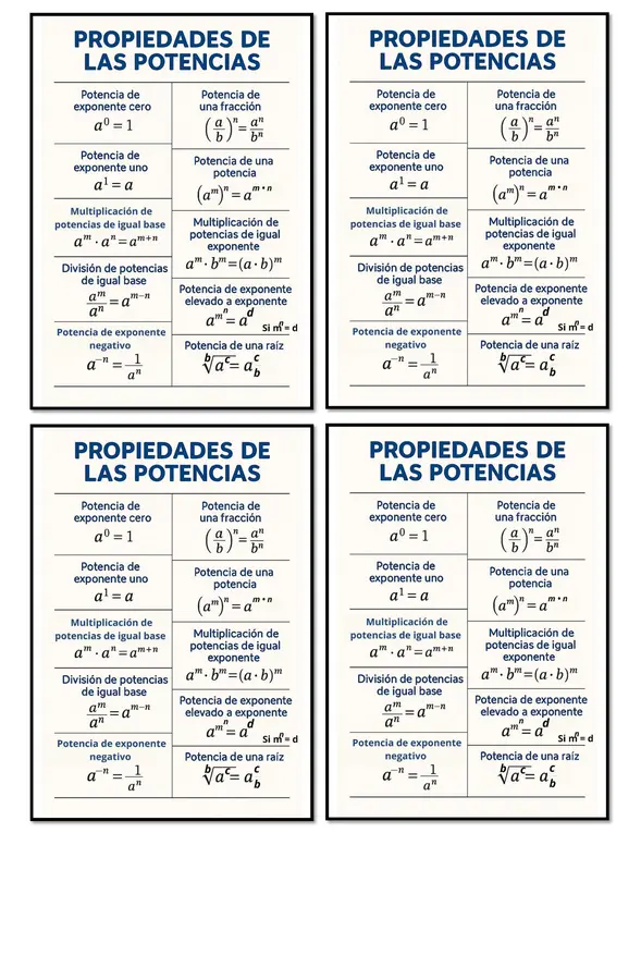 Ayuda memorias para pegar en los cuadernos de los estudiantes.