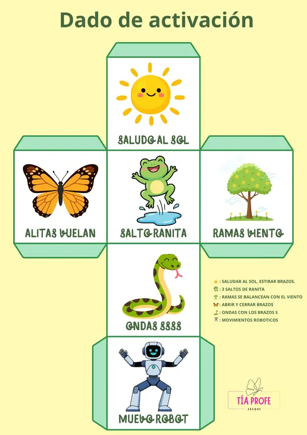 ✨ Dado de activación corporal para el aula