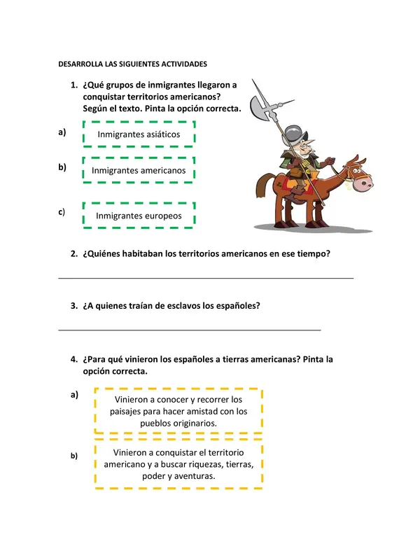 La llegada de la población española al continente americano.