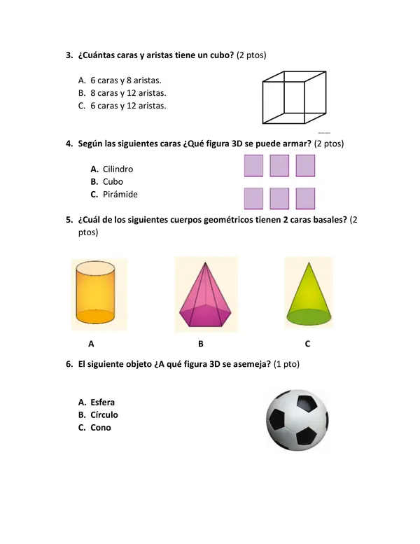 Evaluación figuras 2D y 3D  3 año