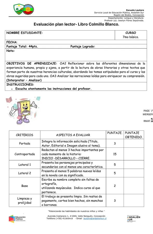 EVALUACIÓN COLMILLO BLANCO