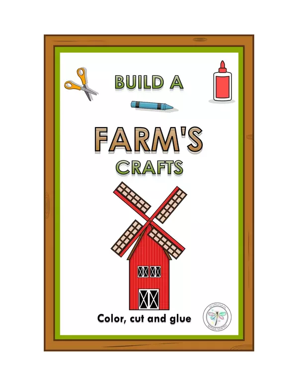 Build a Farm's Crafts Windmill Color Cut out Puzzle Animals Barn