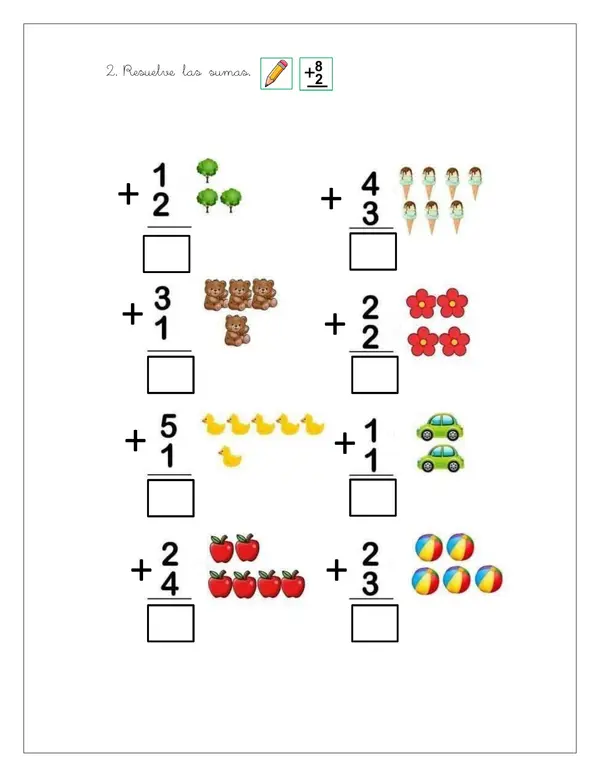 sumas con resultado inferior a 10