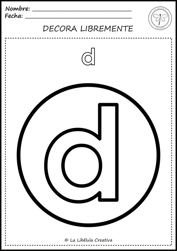 Fichas para colorear Objetos Letra D NO PREP color
