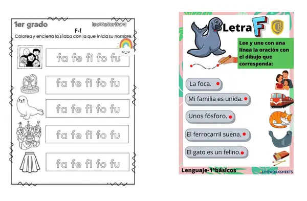 guía método Matte lección sofa, guia letra f
