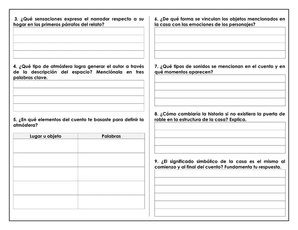 Guía de trabajo - Comprensión lectora "Casa Tomada"
