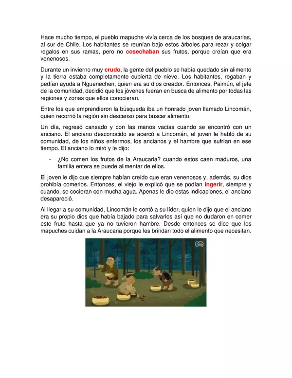 Guía Leyenda de la Araucaria + presentación en genially 2do básico