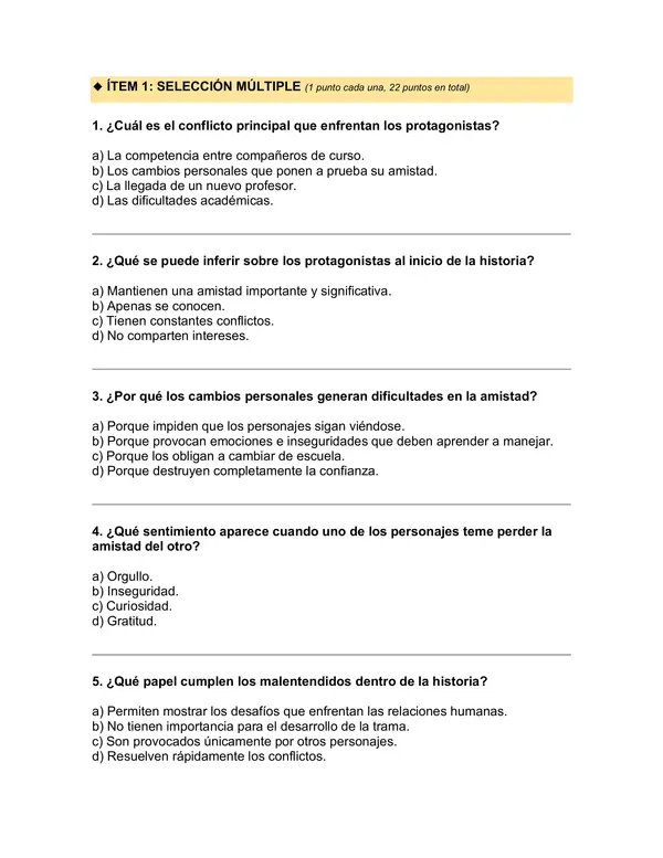 Prueba del libro " ¿Seguiremos siendo amigos?” (Paula Danziger)