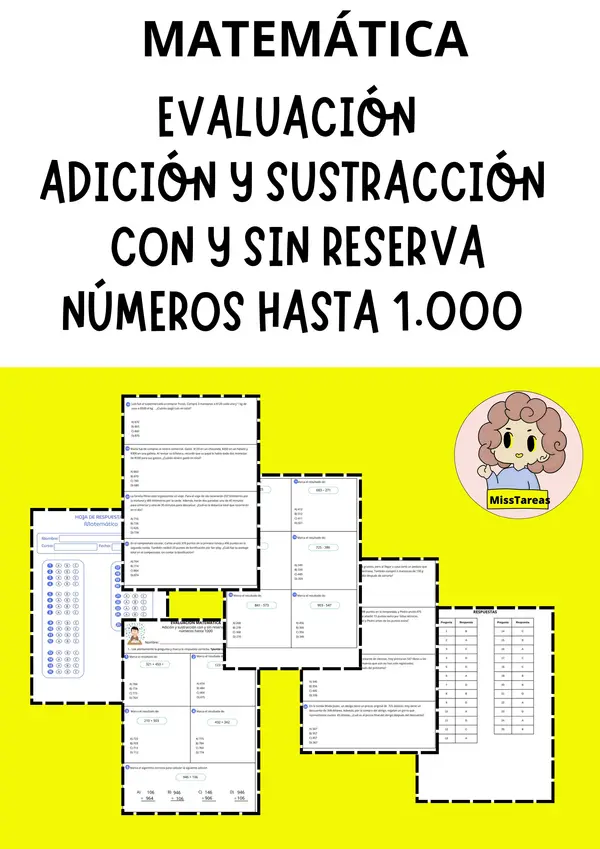 Evaluación Adición y sustracción hasta 1000 | Matemática