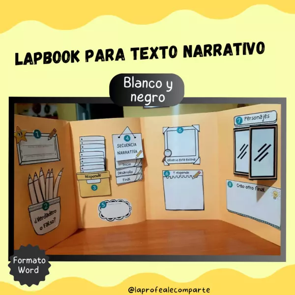 Lapbook para texto narrativo BLANCO Y NEGRO para colorear