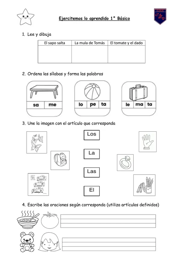 Guía de refuerzo letras m-l-p-s-t-d