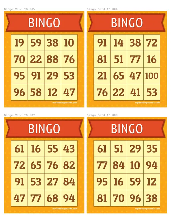 Bingos números hasta el 100 + ppt