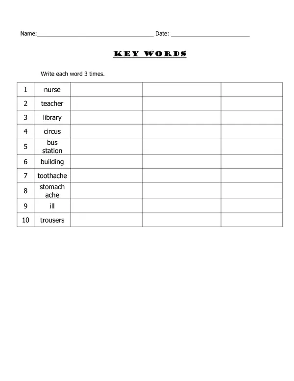 Kew words practice