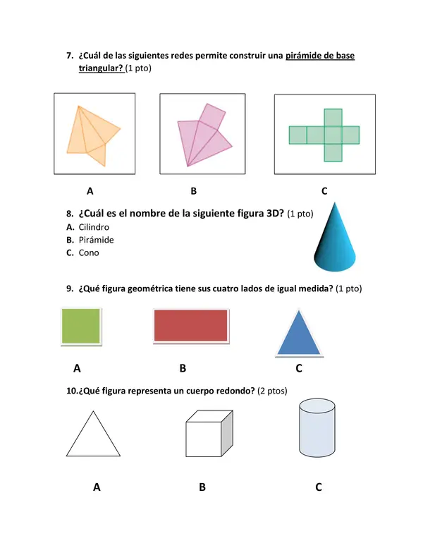 Evaluación figuras 2D y 3D  3 año
