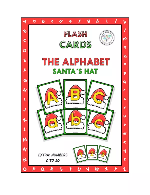 Flash Cards The Alphabet santa's Hat Tarjetas El Abecedario Navidad