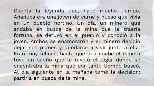 Comprensión Lectora Leyenda: “La Añañuca”