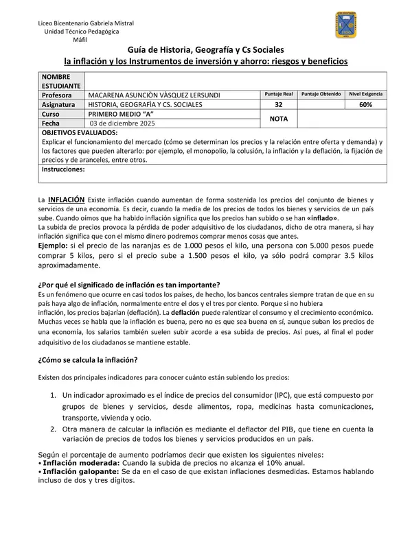 la inflación y los Instrumentos de inversión y ahorro: riesgos y beneficios 
