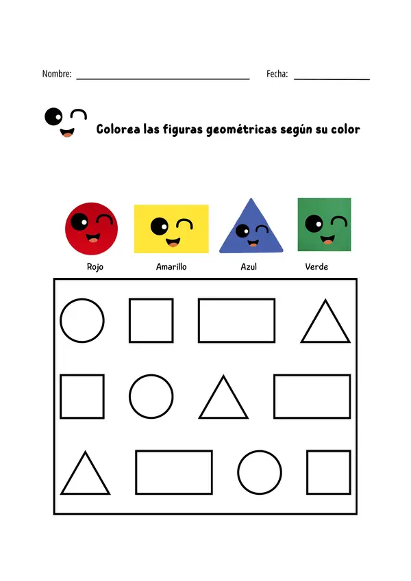 Guía Didáctica: Identificación y Coloreado de Figuras Geométricas