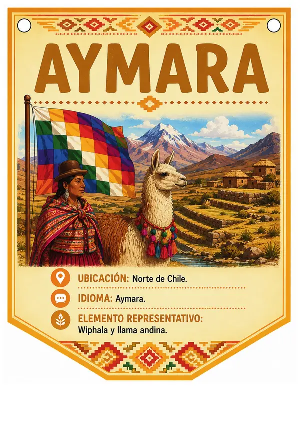 Banderines de pueblos indígenas Chilenos - Material imprimible 