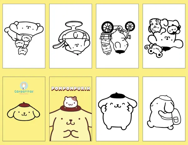 Mini Libro Para Colorear Armable de Pompompurin