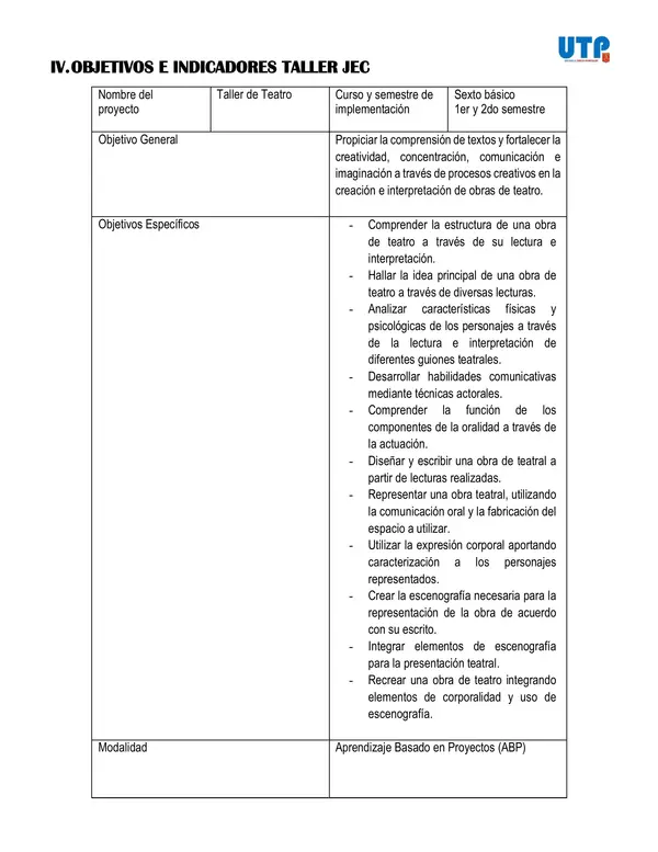 Taller de Teatro 6to básico (adaptable)