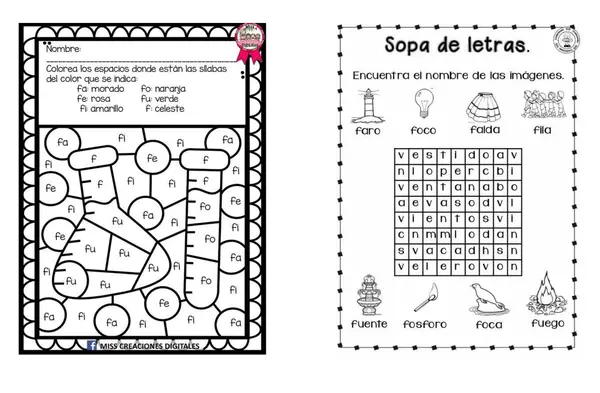 guía método Matte lección sofa, guia letra f
