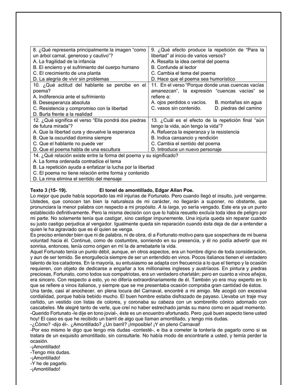 Evaluación comprensión lectora U.1. y U.2. 