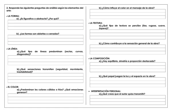 ARTES - Elementos de análisis en una obra de arte 