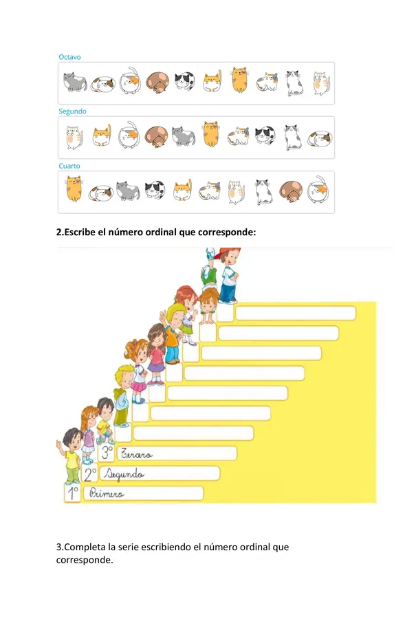 Guía números ordinales 1° básico.