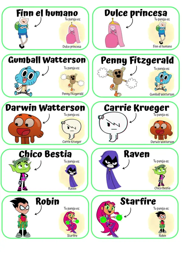 Encuentra a tu pareja de cartoon network