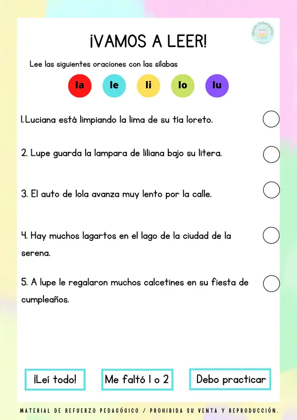 EVALUACIÓN CORTA DE LECTURA