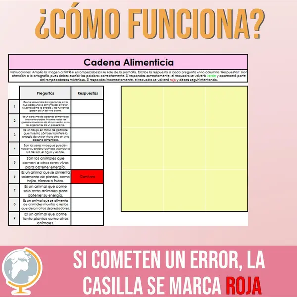 Cadena alimenticia rompecabezas misterioso