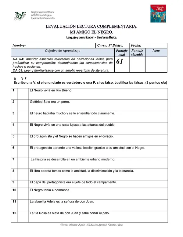 PRUEBA LIBRO MI AMIGO EL NEGRO. 