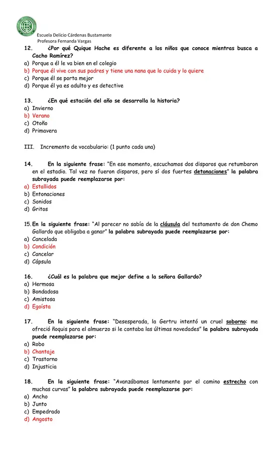 Evaluación Quique Hache detective