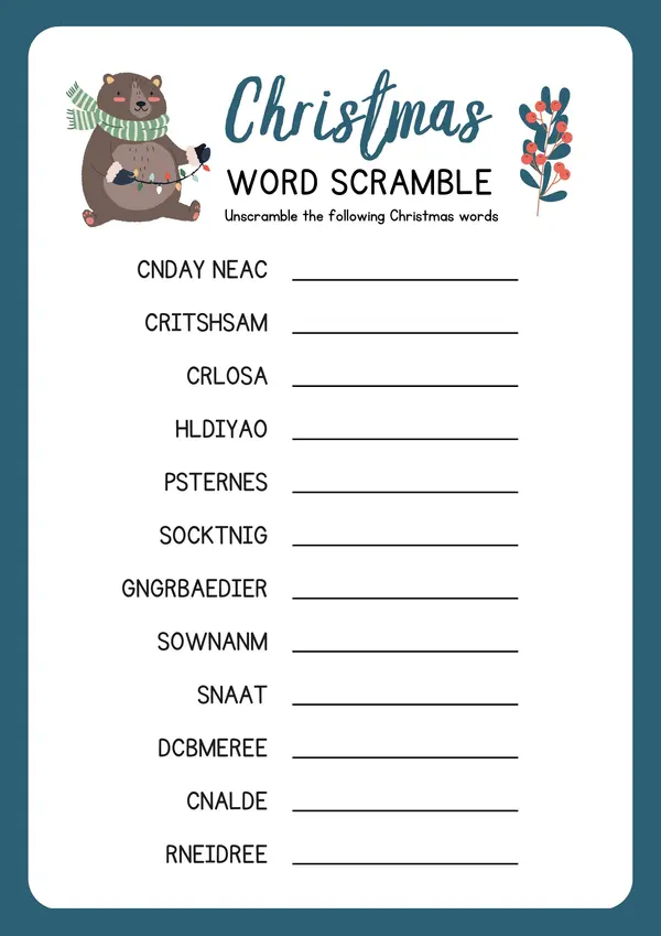 Christmas Word scramble