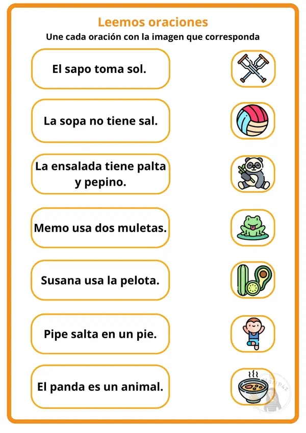 Lectura de oraciones M-P-L-S-T-N