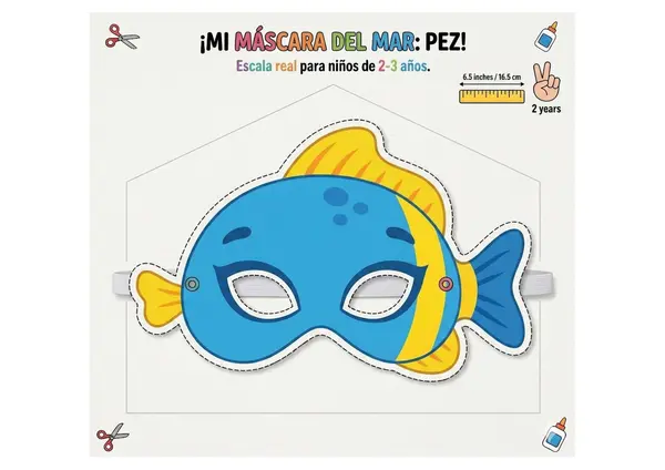 Set de 28 antifaces de animales marinos para imprimi