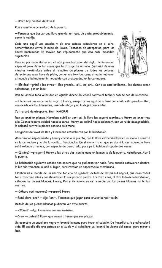 Guía comprensión lectora extracto novela Harry Potter
