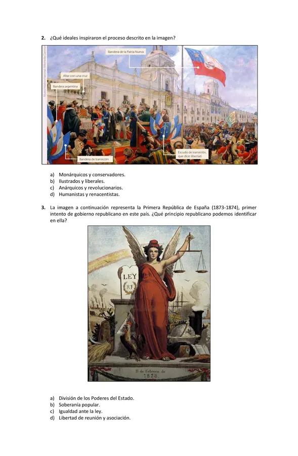 Ideas liberales y republicanas | Evaluación escrita Unidad 1 / Lección 1 / Primero Medio