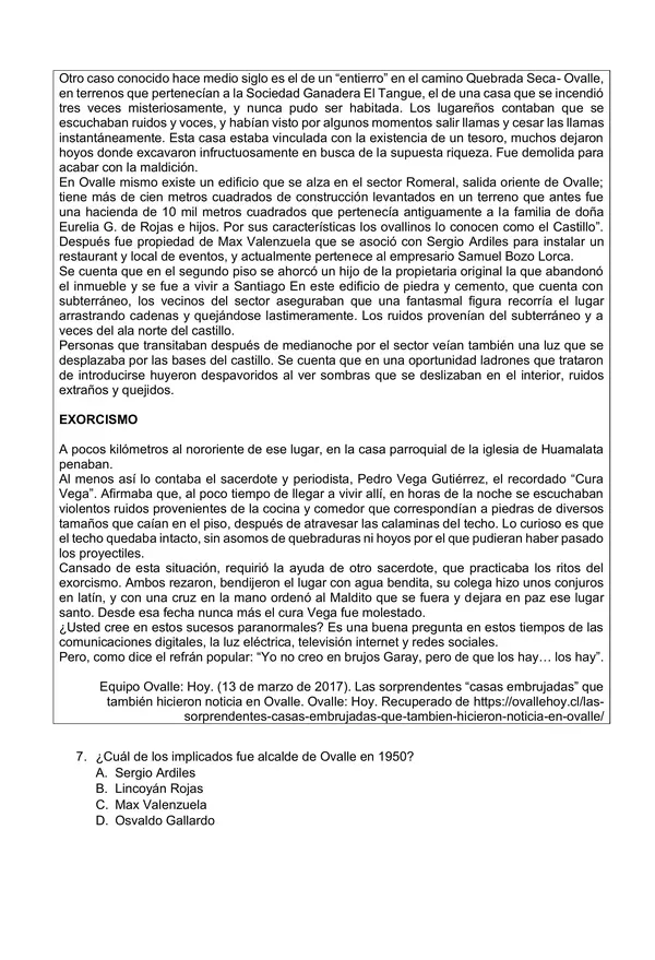 Ensayo SIMCE de Lenguaje - Segundo Medio